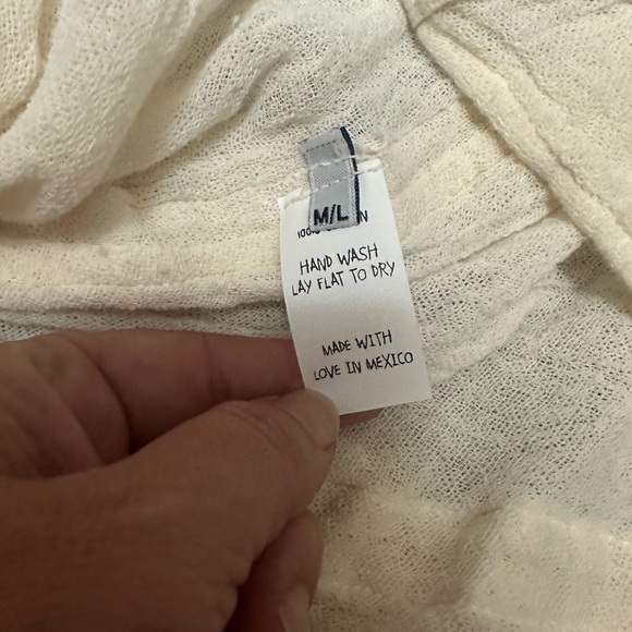 Jen's Pirate Booty Raw Cotton Gauze Boho Peasant Blouse M/L Oversized - Picture 5 of 8